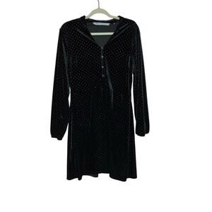 Vero Black Crushed Velvet Stretch Dress Size Medium